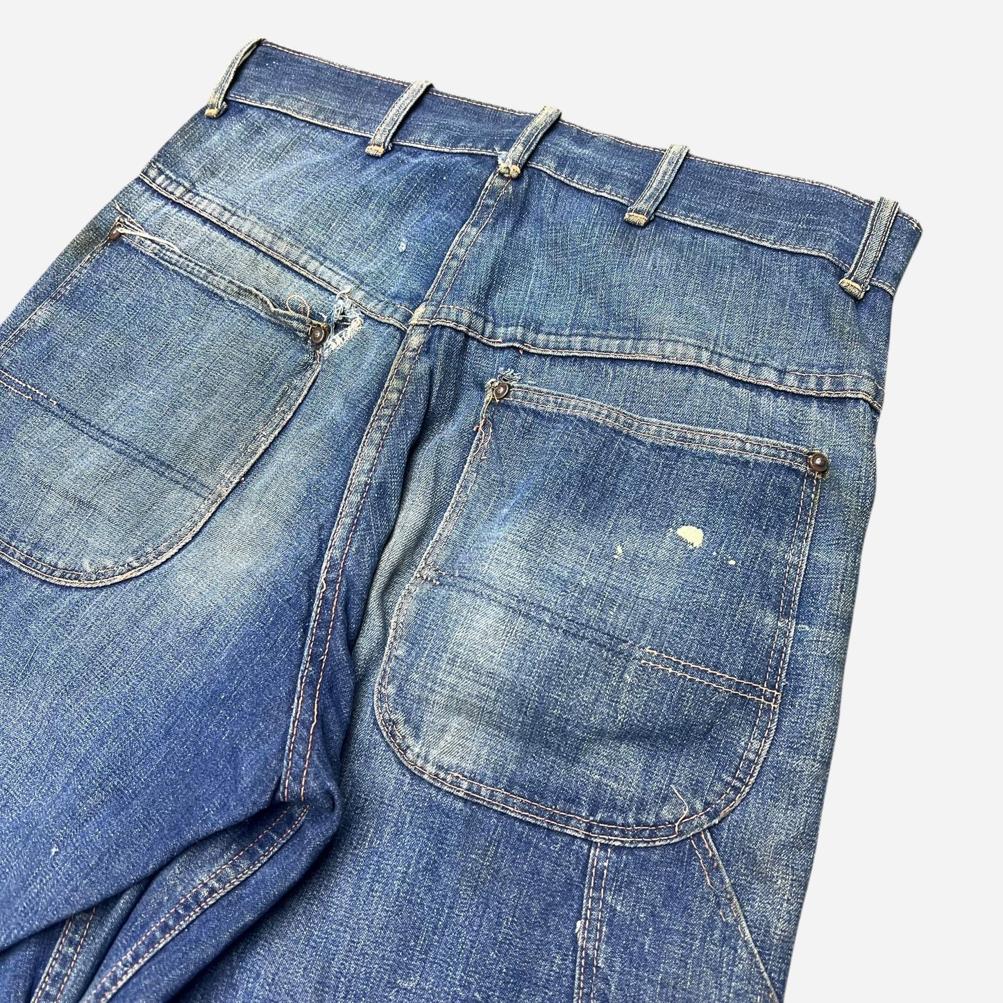 1930s 1940s Unbranded donut button fly denim painter jeans (29w)