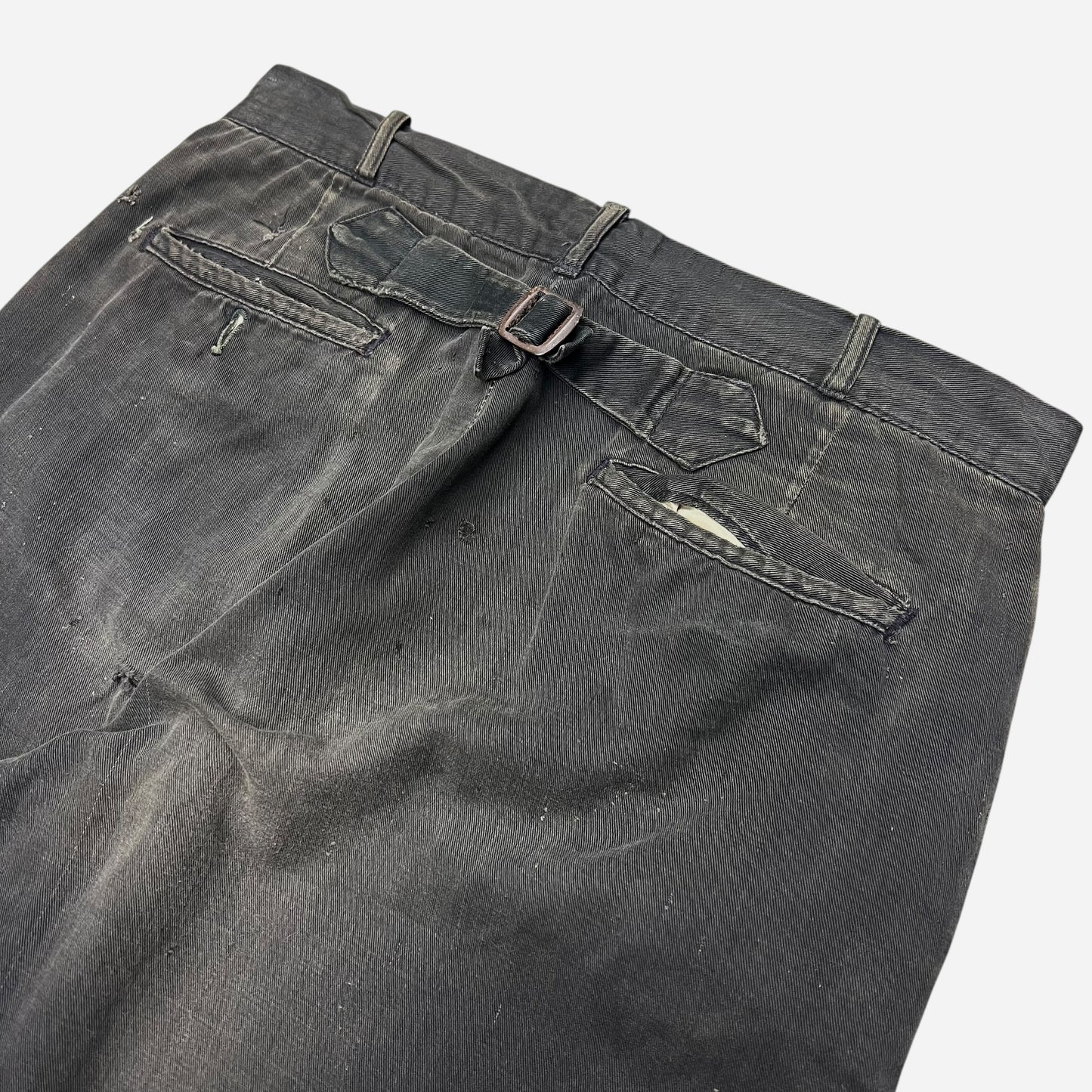 1950s Black cotton buckle back work pants (31w)