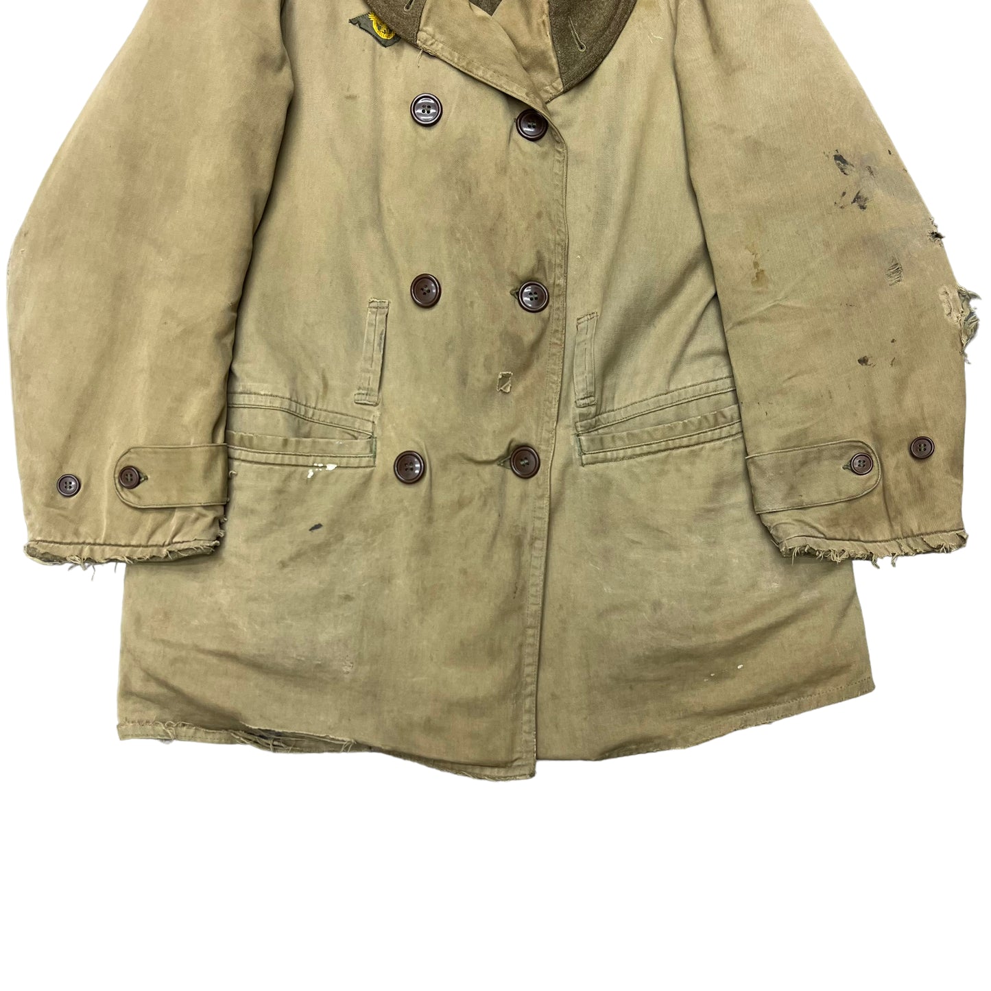 1940s Distressed WWII US Army mackinaw jeep jacket (L)