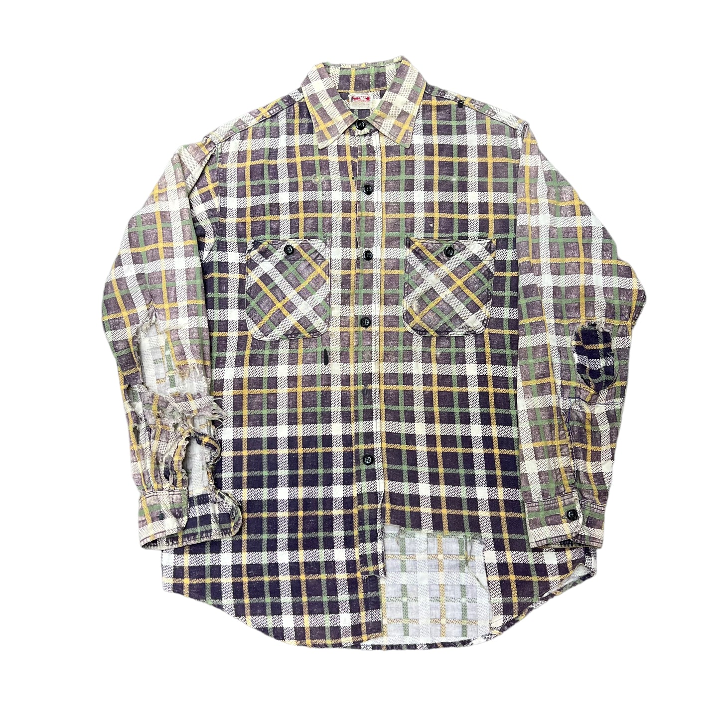 1950s Pennys distressed plaid cotton shirt flannel (M)