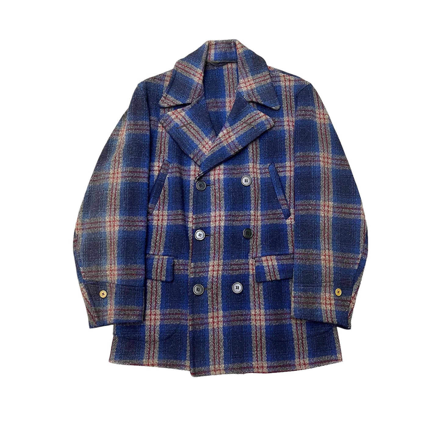 1930s-1940s Sears plaid belt back DB coat (L)