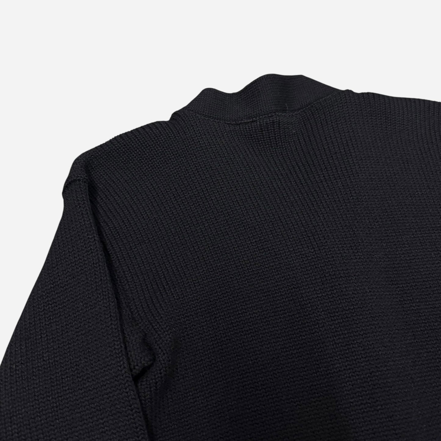 1940s Black wool knit cardigan sweater (M)