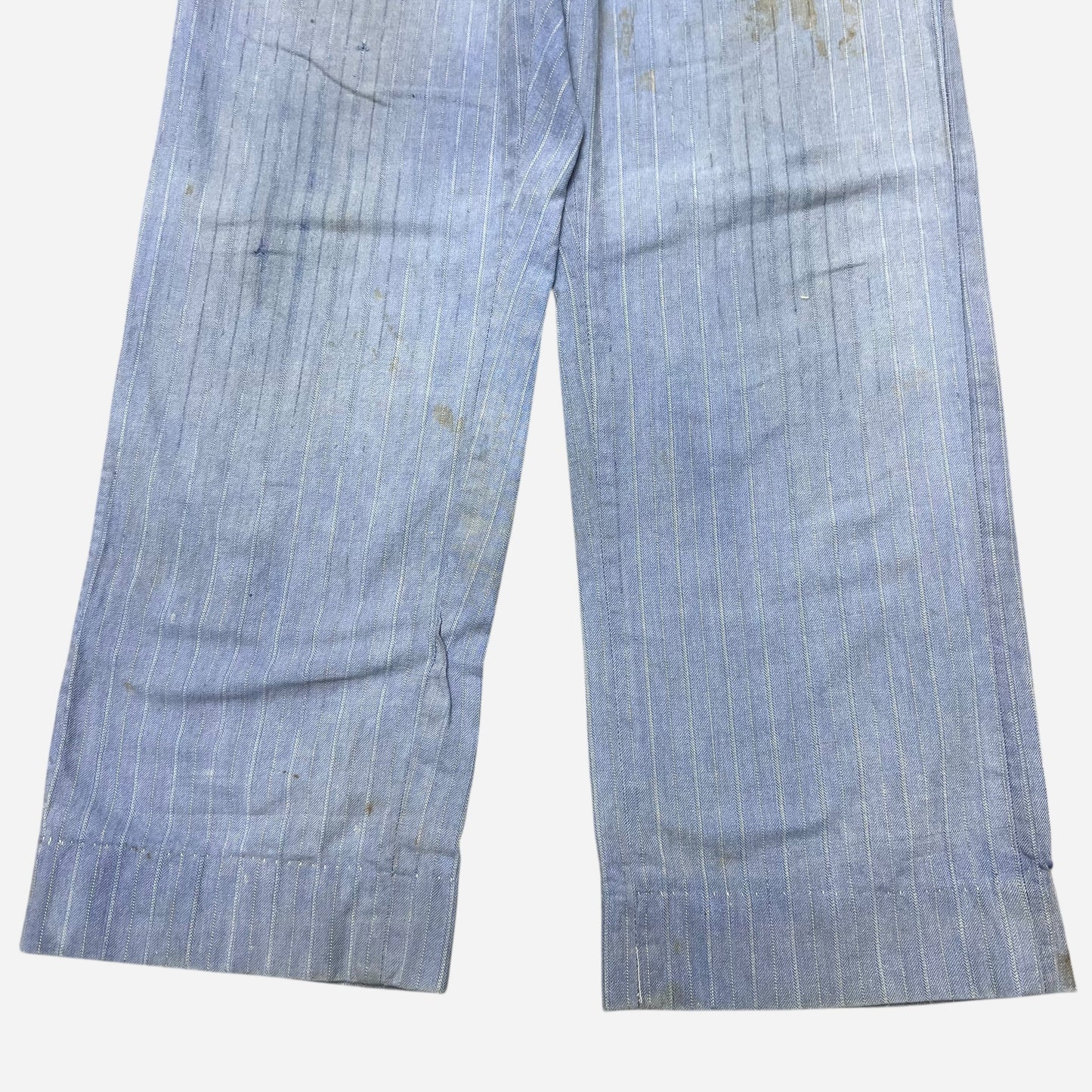 1940s Light blue striped cotton work pants (29w)