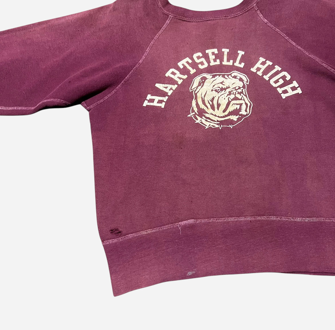 1950s Burgundy red bulldog high school sweatshirt (S)