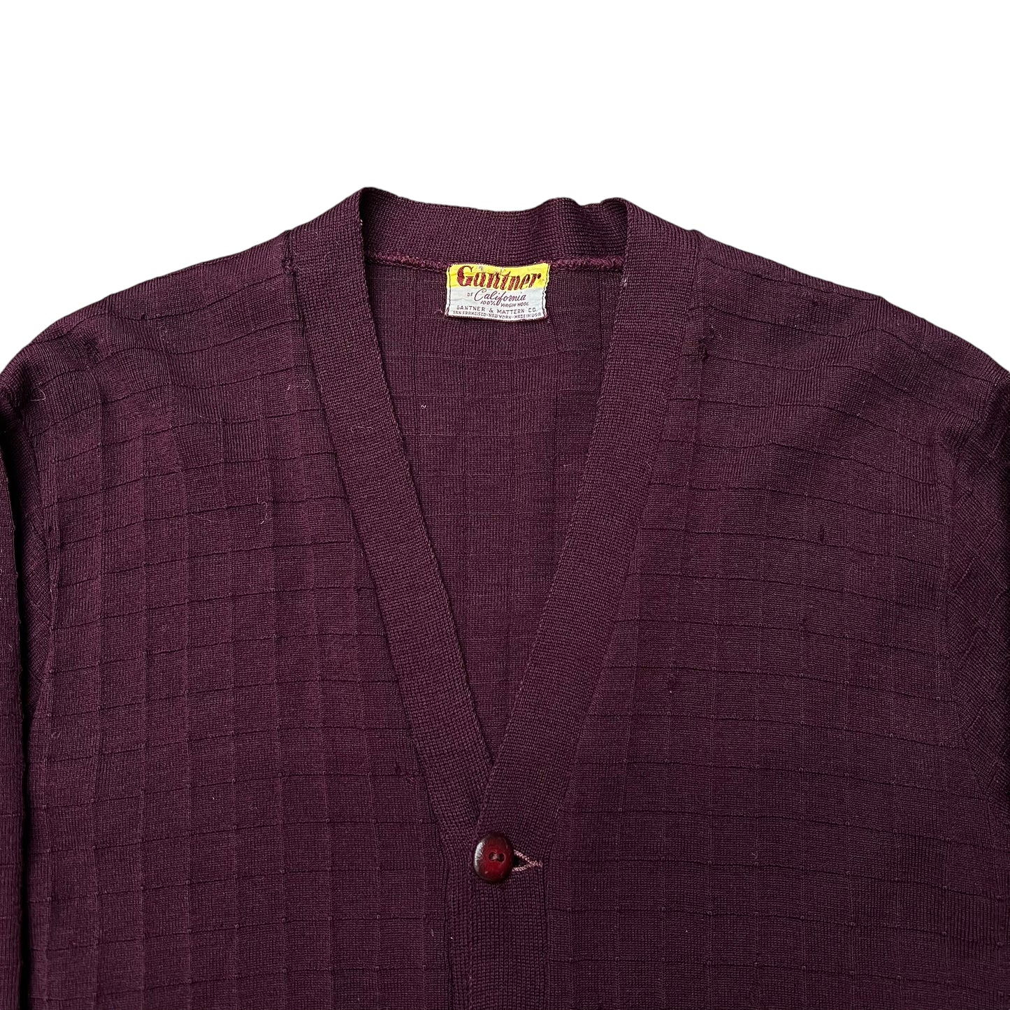 1950s Burgundy wool sweater cardigan (M)