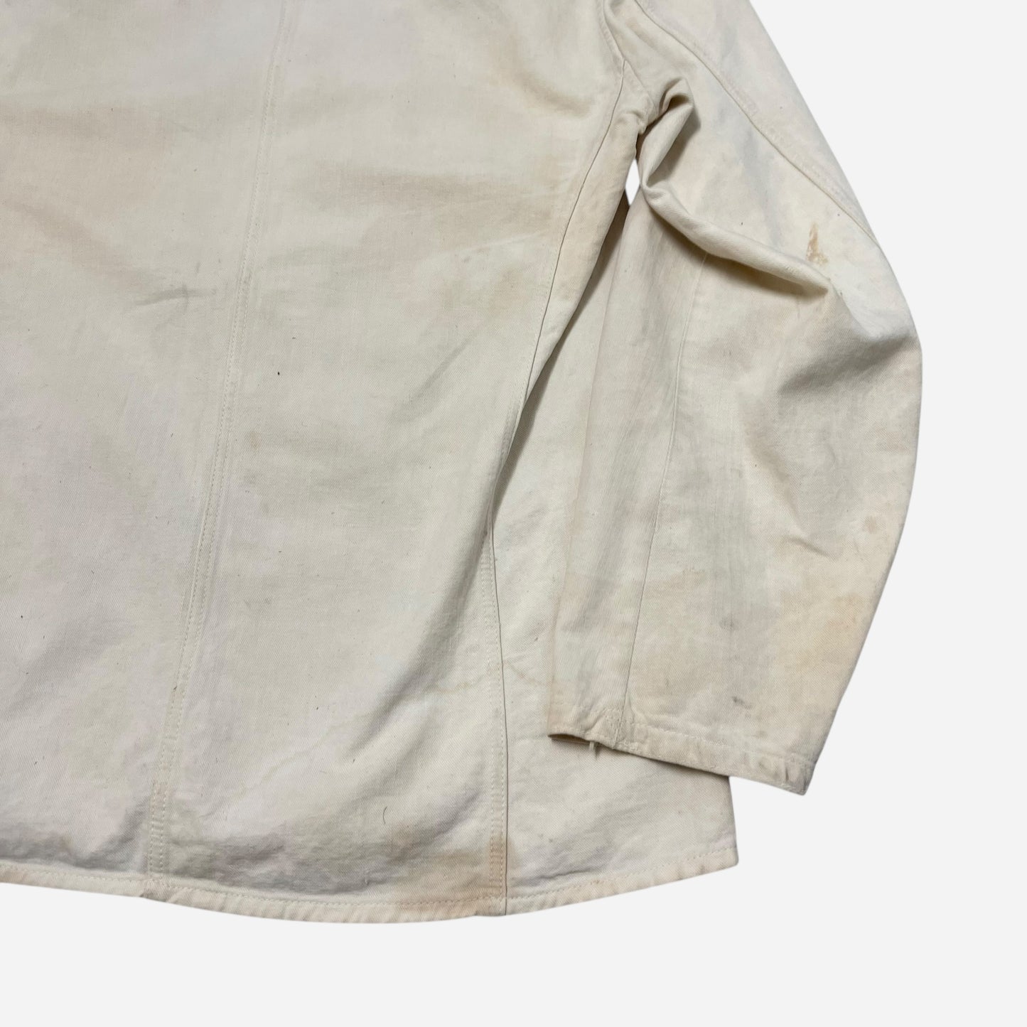 1920s White cotton three pocket chore jacket (S/M)