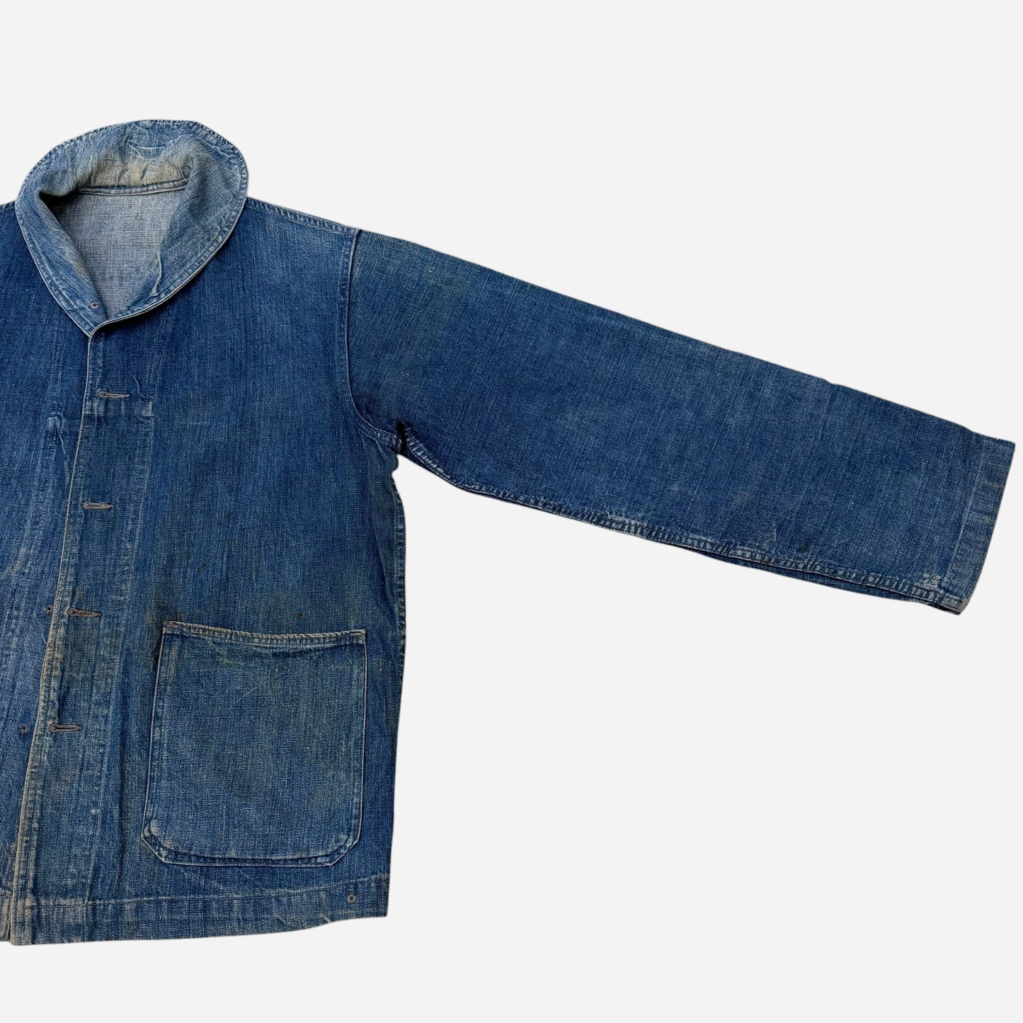 1940s WWII USN denim shawl collar jacket repaired (XL)