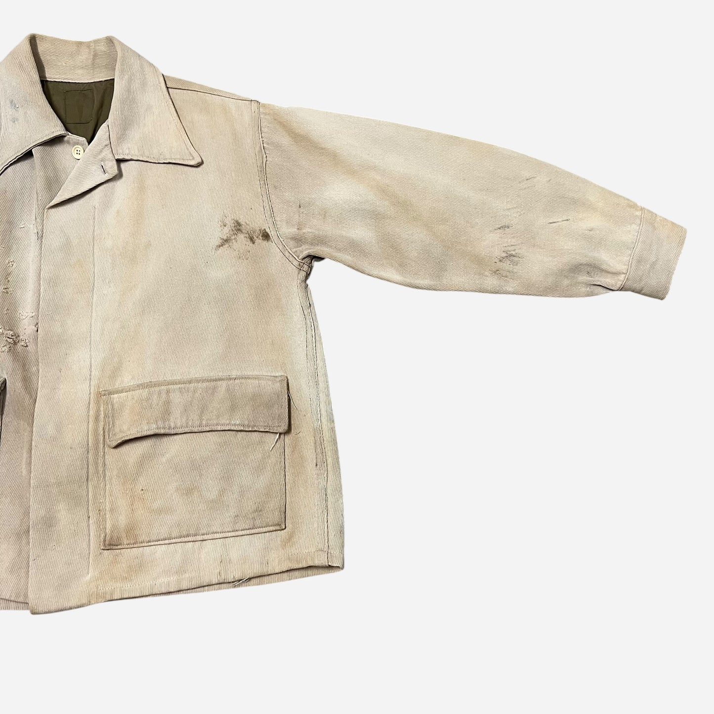1940s White cotton whipcord work jacket (M)