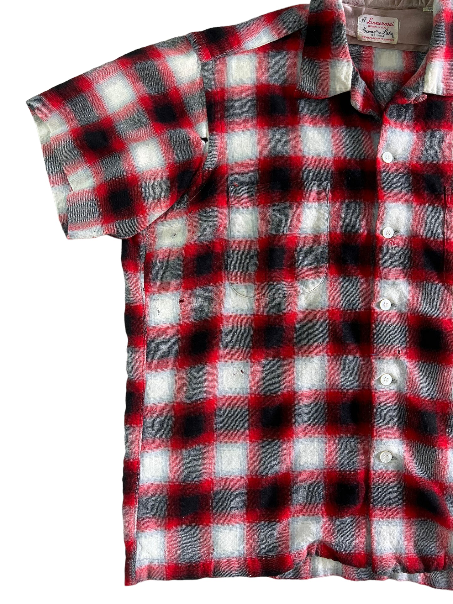 1950s Wool ombre check loop collar shirt (M/L)