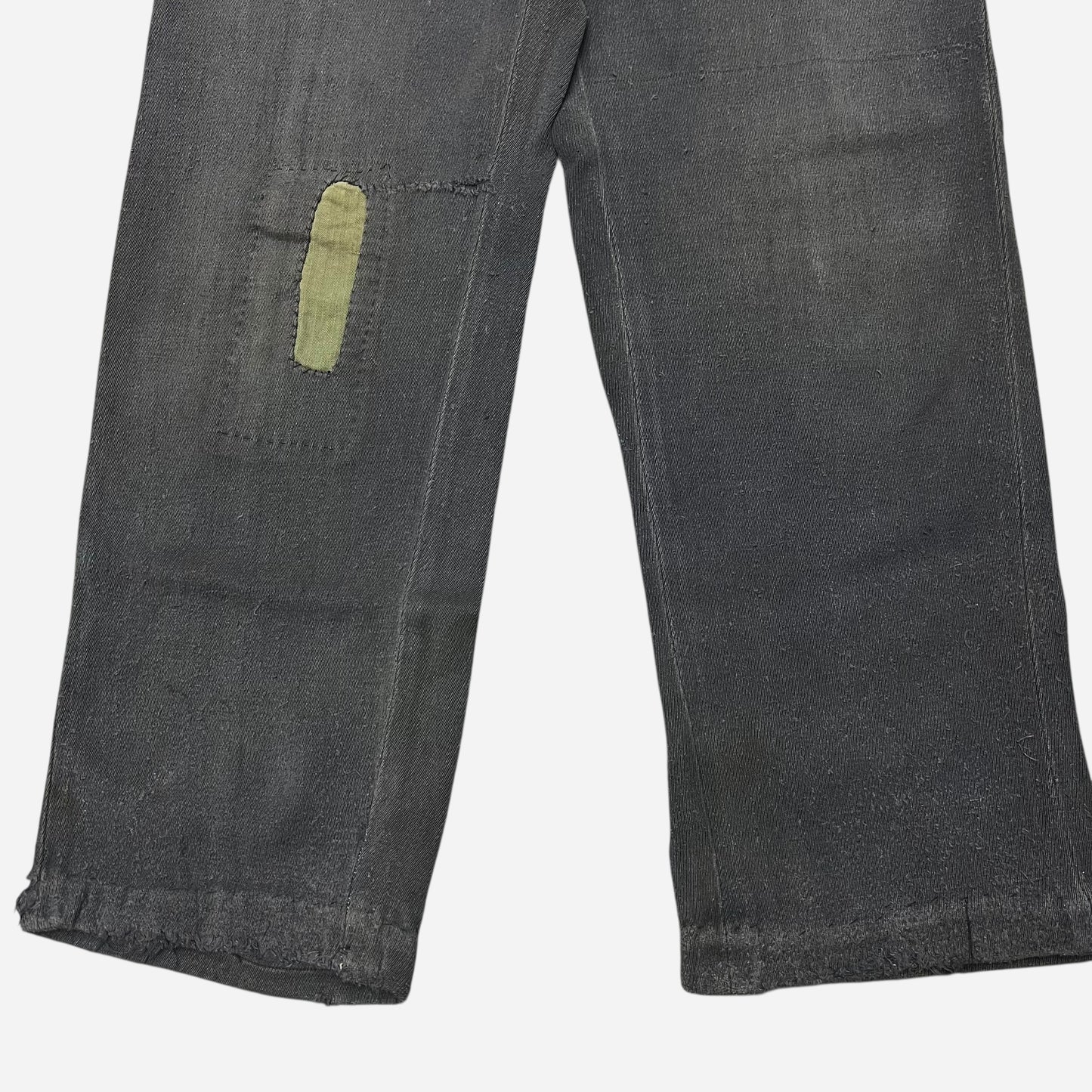 1940s Black button fly whipcord repaired work pants (30w)