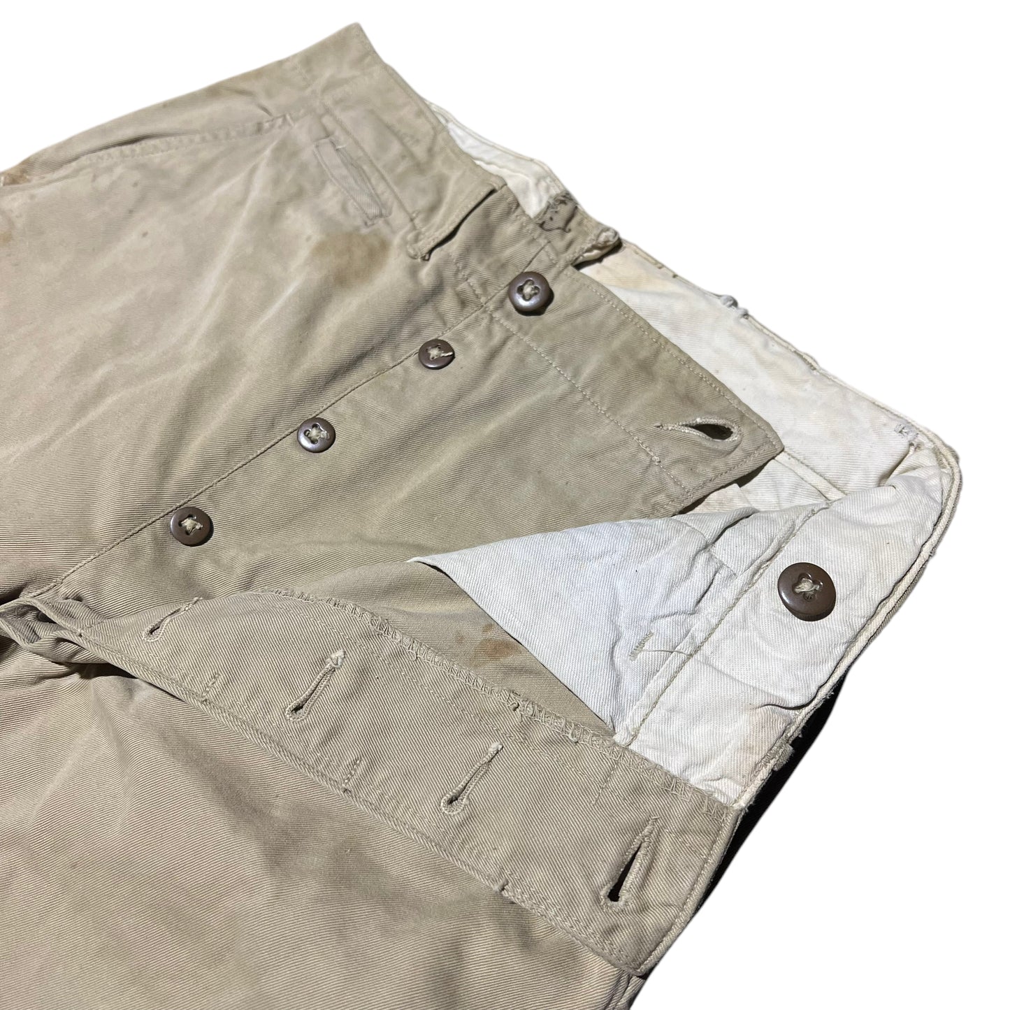 1940s US Army button fly khaki chino pants (31w)