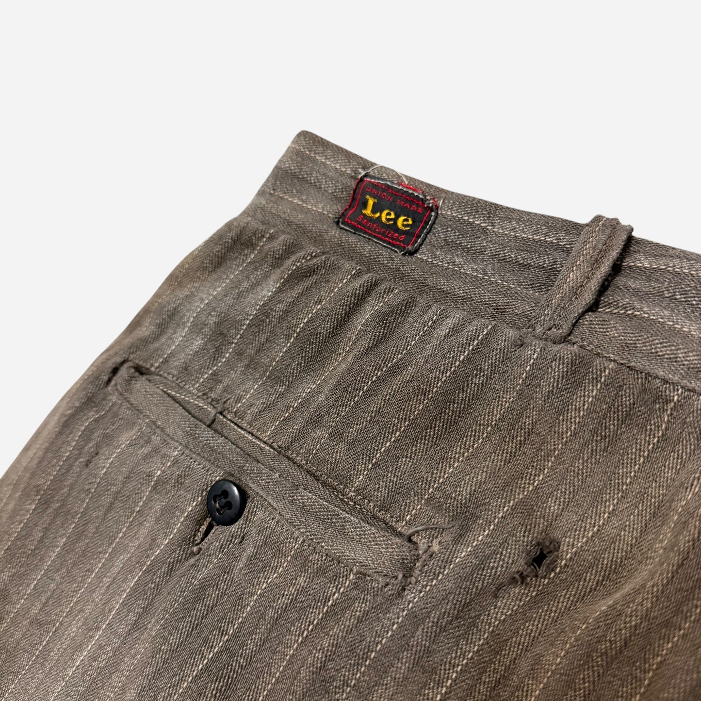 1950s Lee striped salt & pepper cotton button fly work pants (36w)