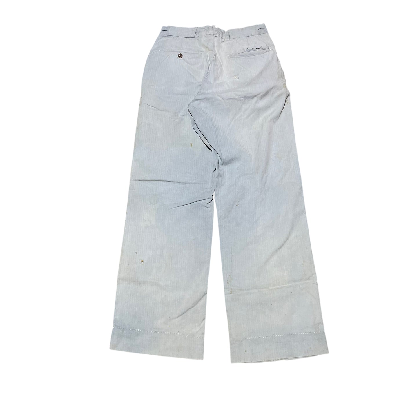 1940s Light blue cotton hbt button fly work pants (28w)