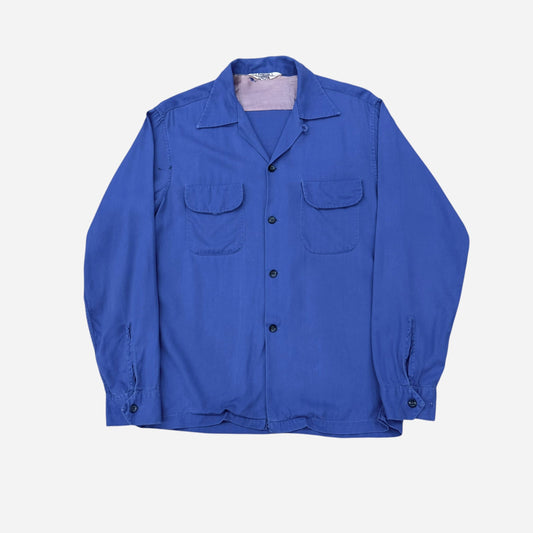 1950s Pilgrim rayon loop collar flap pocket shirt (M)
