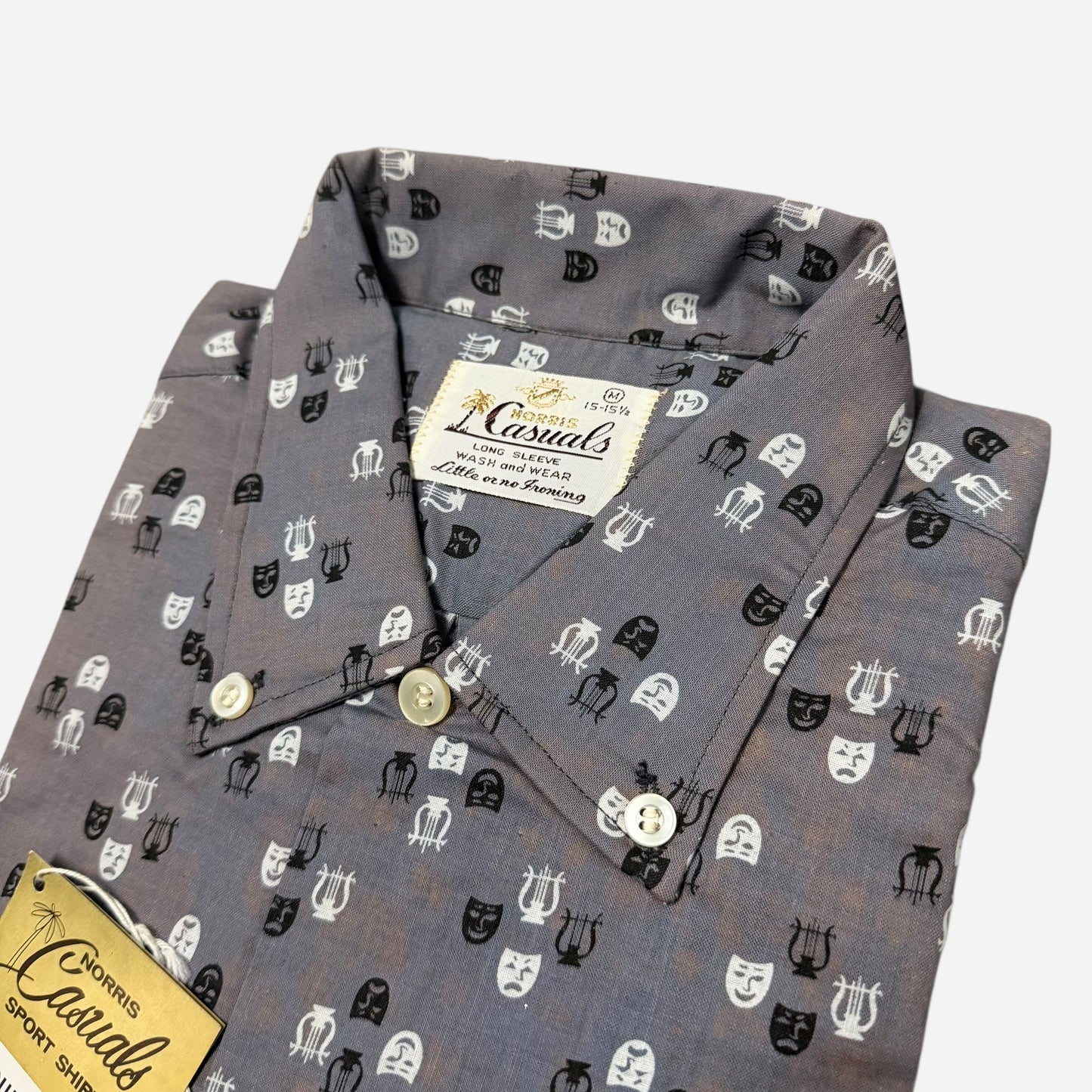 1960s NOS cotton pattern long sleeve shirt (M)