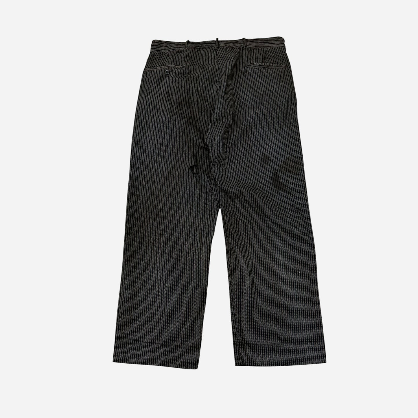 1930s Coltex striped cotton salt & pepper button fly work pants (34w)