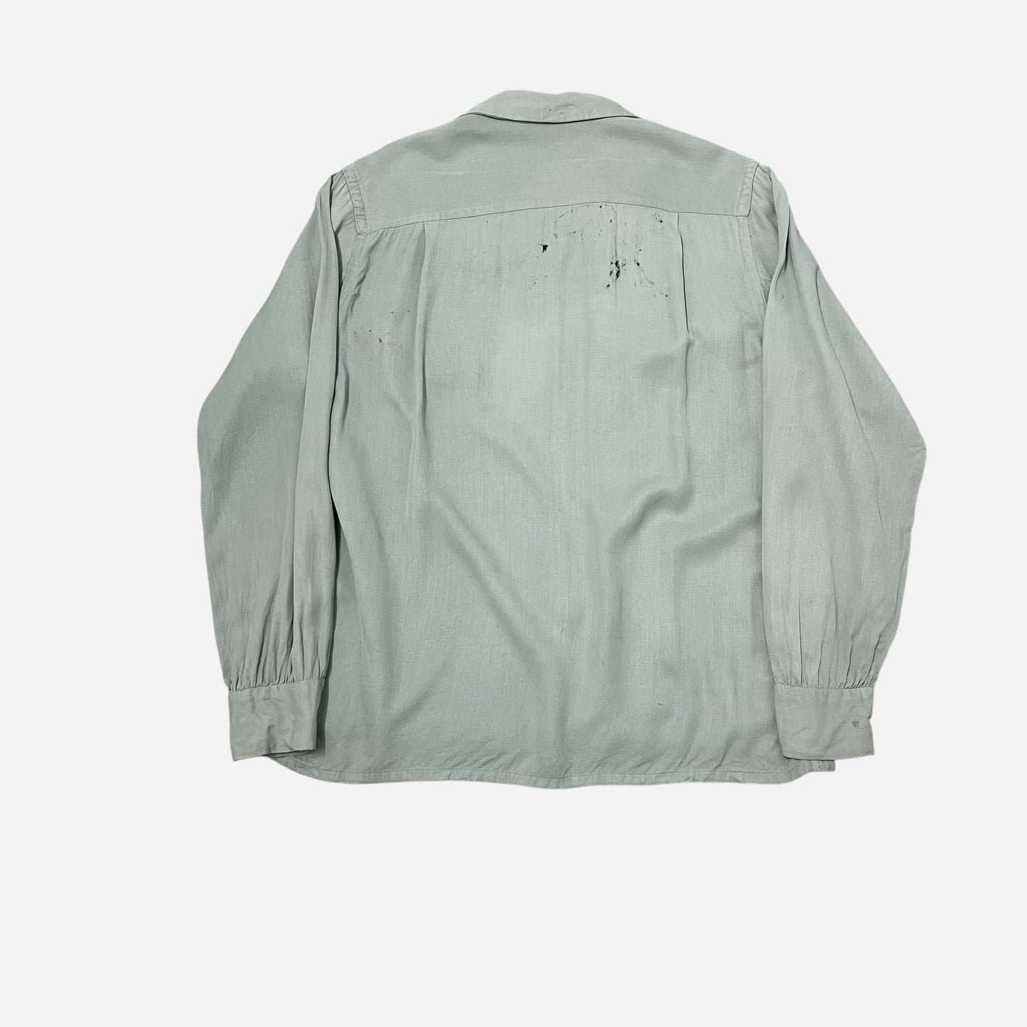 1950s Sea foam green rayon loop collar shirt (L)