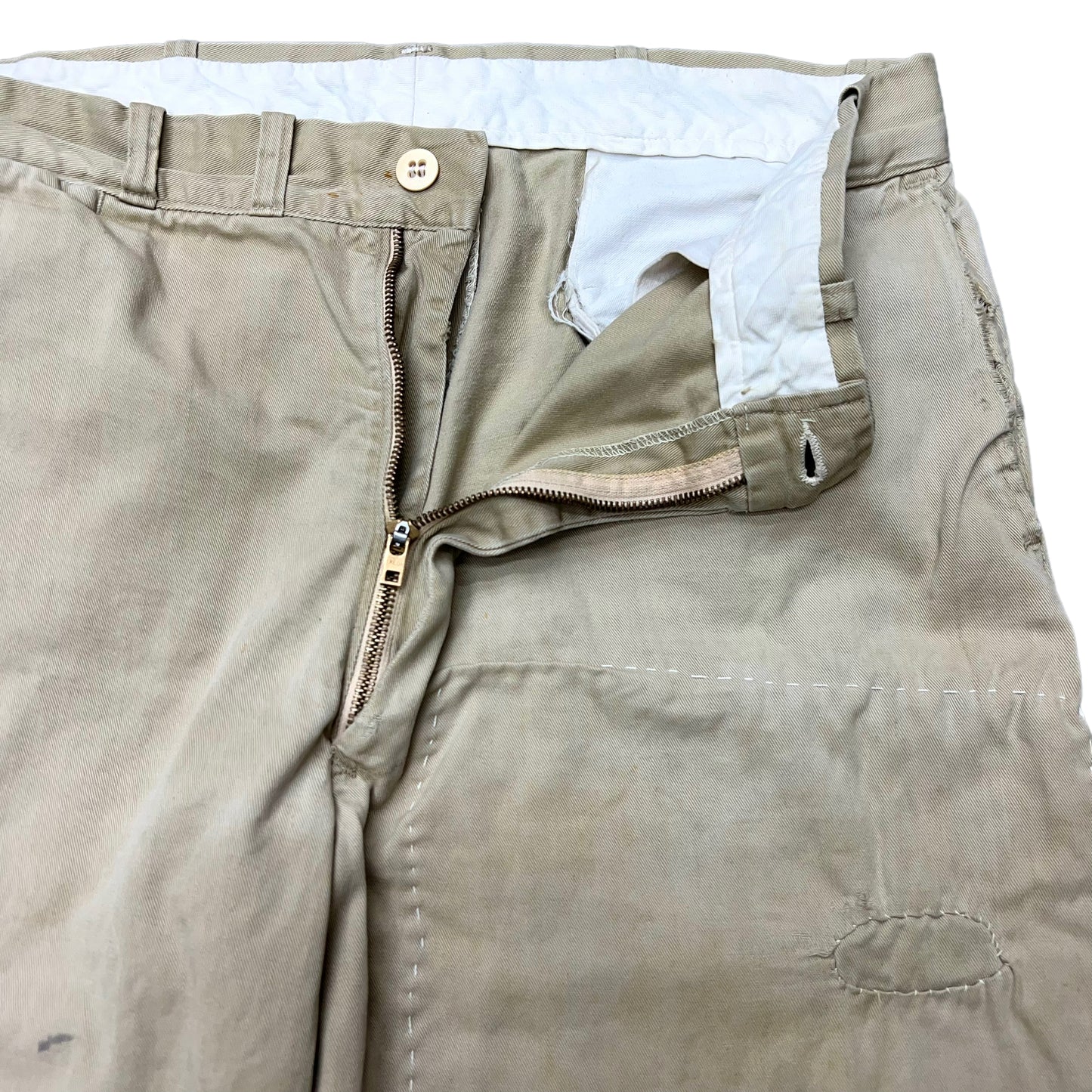 1950s 1960s Repaired khaki work pants (34w)