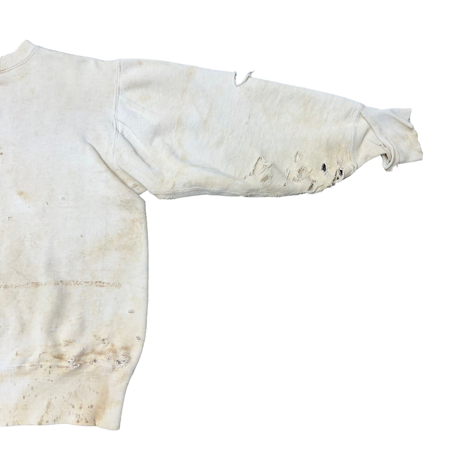 1940s Distressed single-v white sweatshirt (M/L)