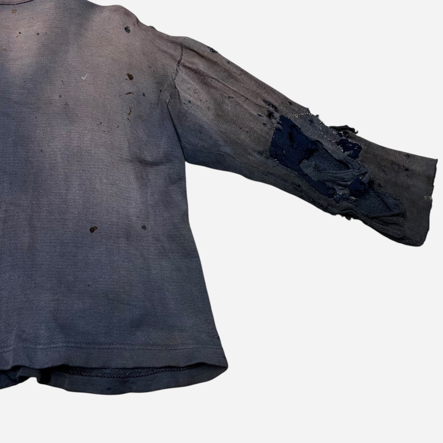 1940s Blue sun faded cotton sweatshirt cardigan (L)