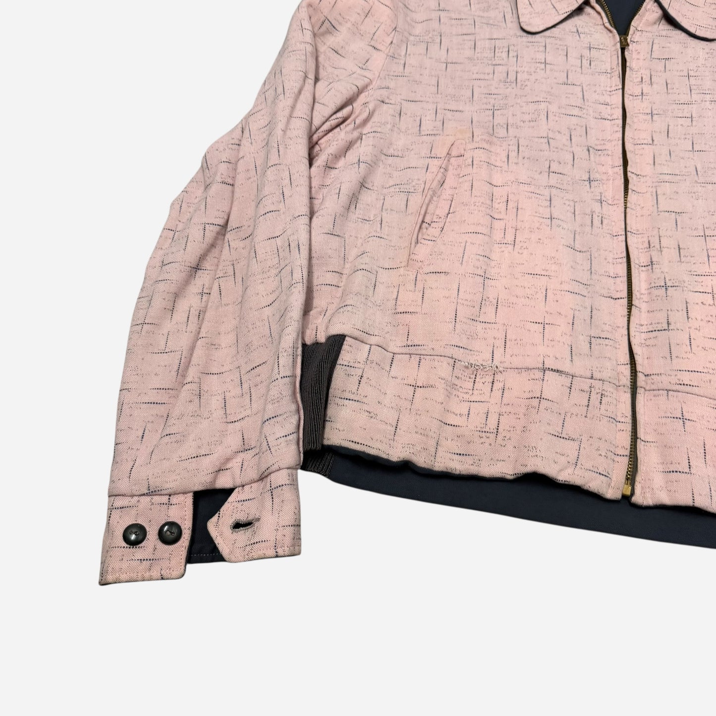 1940s Montgomery Ward pink/gray fleck cotton/rayon reversible ricky jacket (M/L)