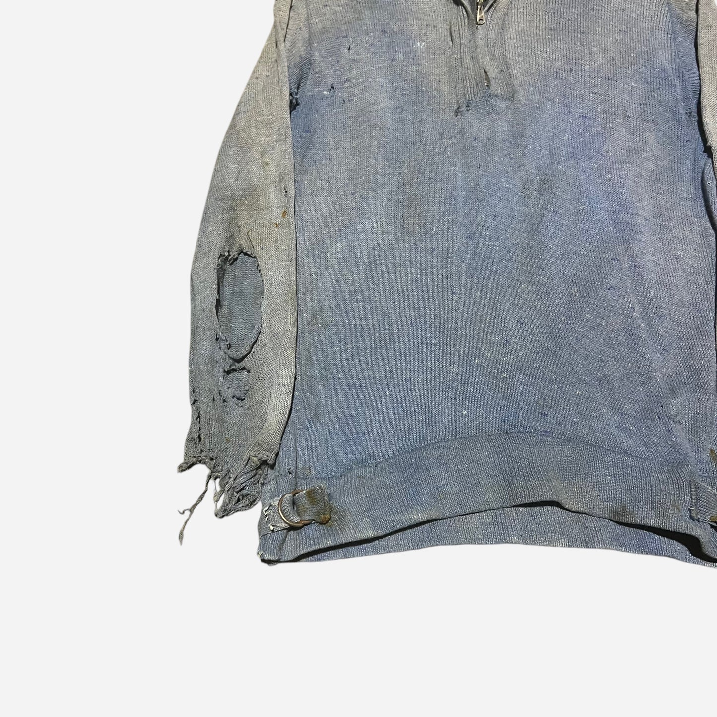 1930s Blue wool zip cardigan farmer worn (S)