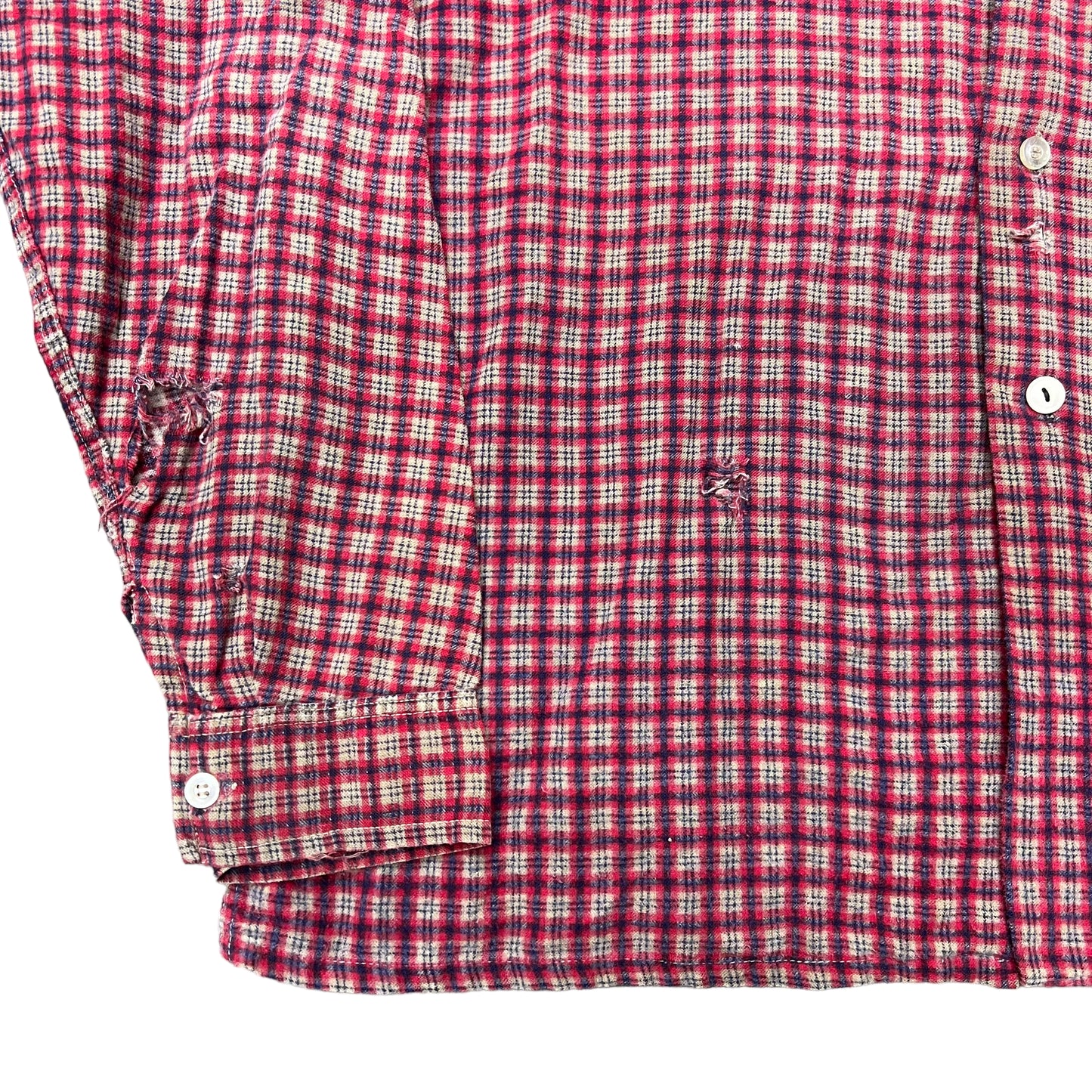 1950s Red cotton plaid print flannel (M/L)