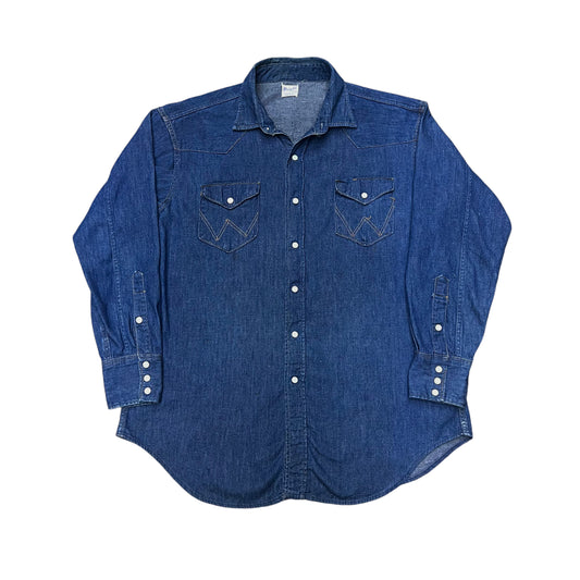 1950s Wrangler denim pearl snap western shirt (XL)