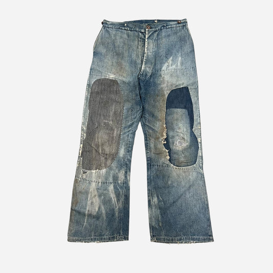 1900s Denim pants with salt & pepper repairs (30w)
