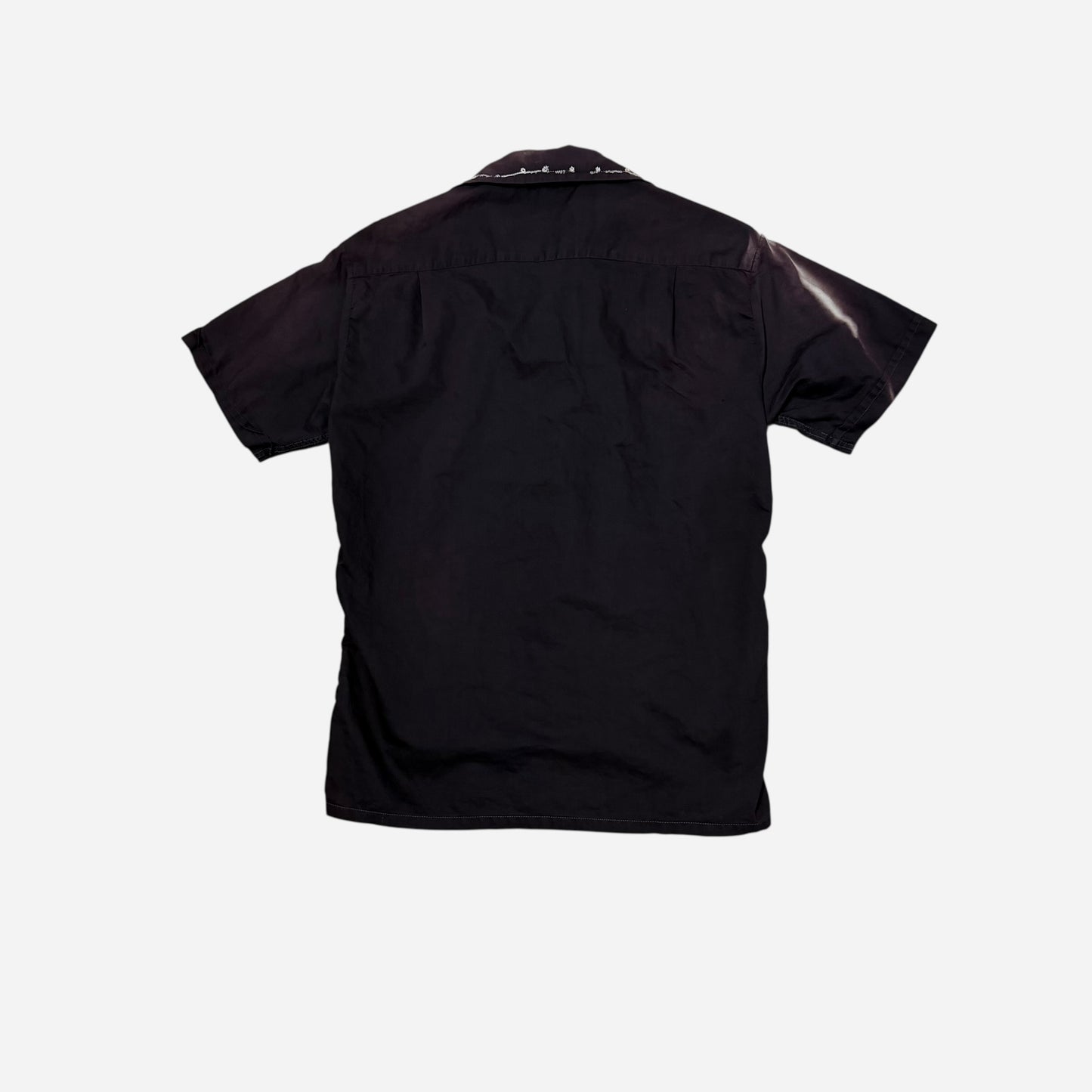 1950s Black cotton guayabera loop collar shirt (S/M)