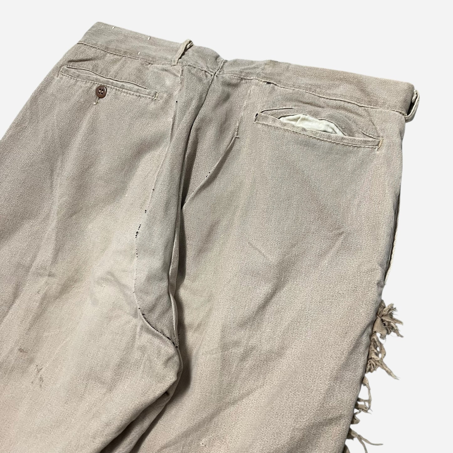1940s Rodeo modified brown chambray button fly pants (32w)