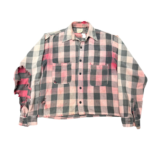 1930s Faded plaid work flannel (M/L)