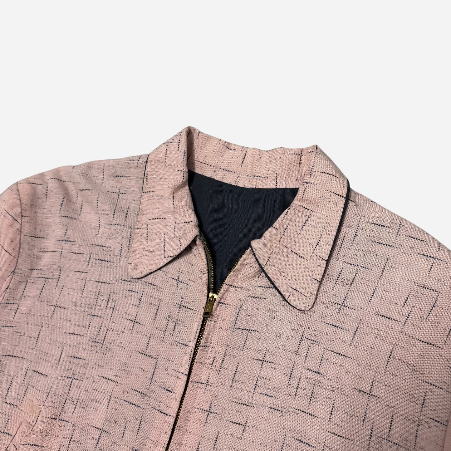 1940s Montgomery Ward pink/gray fleck cotton/rayon reversible ricky jacket (M/L)