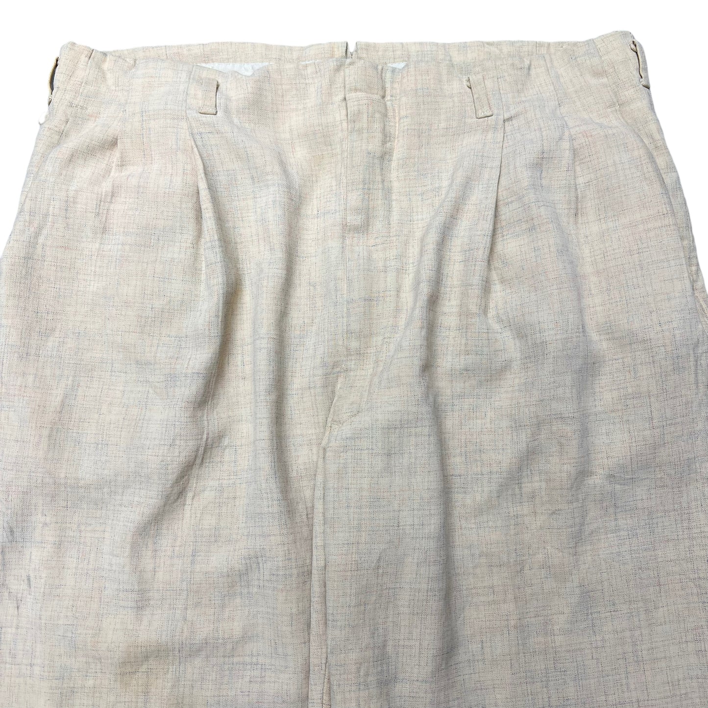 1940s Cream Atomic fleck print gabardine pleated pants (36w)