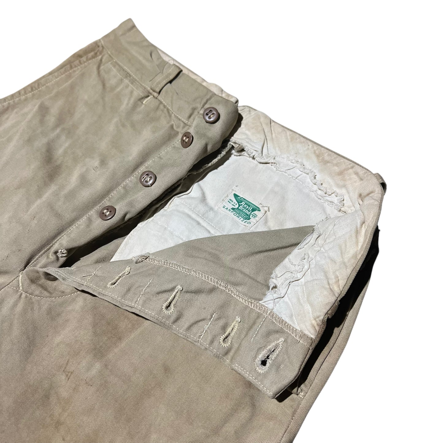 1940s Anvil button fly khaki chino work pants (26w)