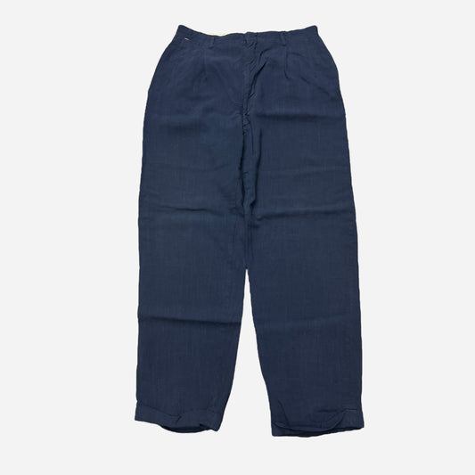 1950s Navy blue linen pleated pants (33w)