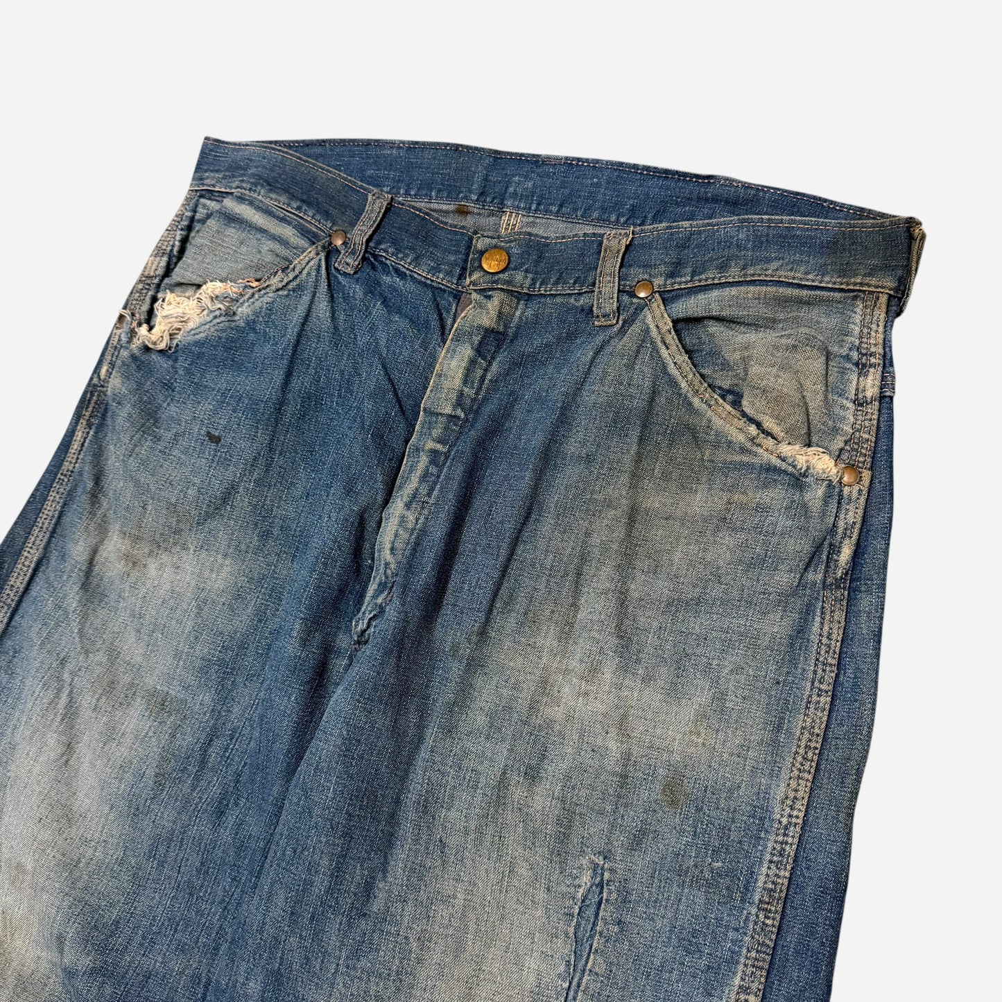 1950s Sanforized denim repaired carpenter jeans (33w)