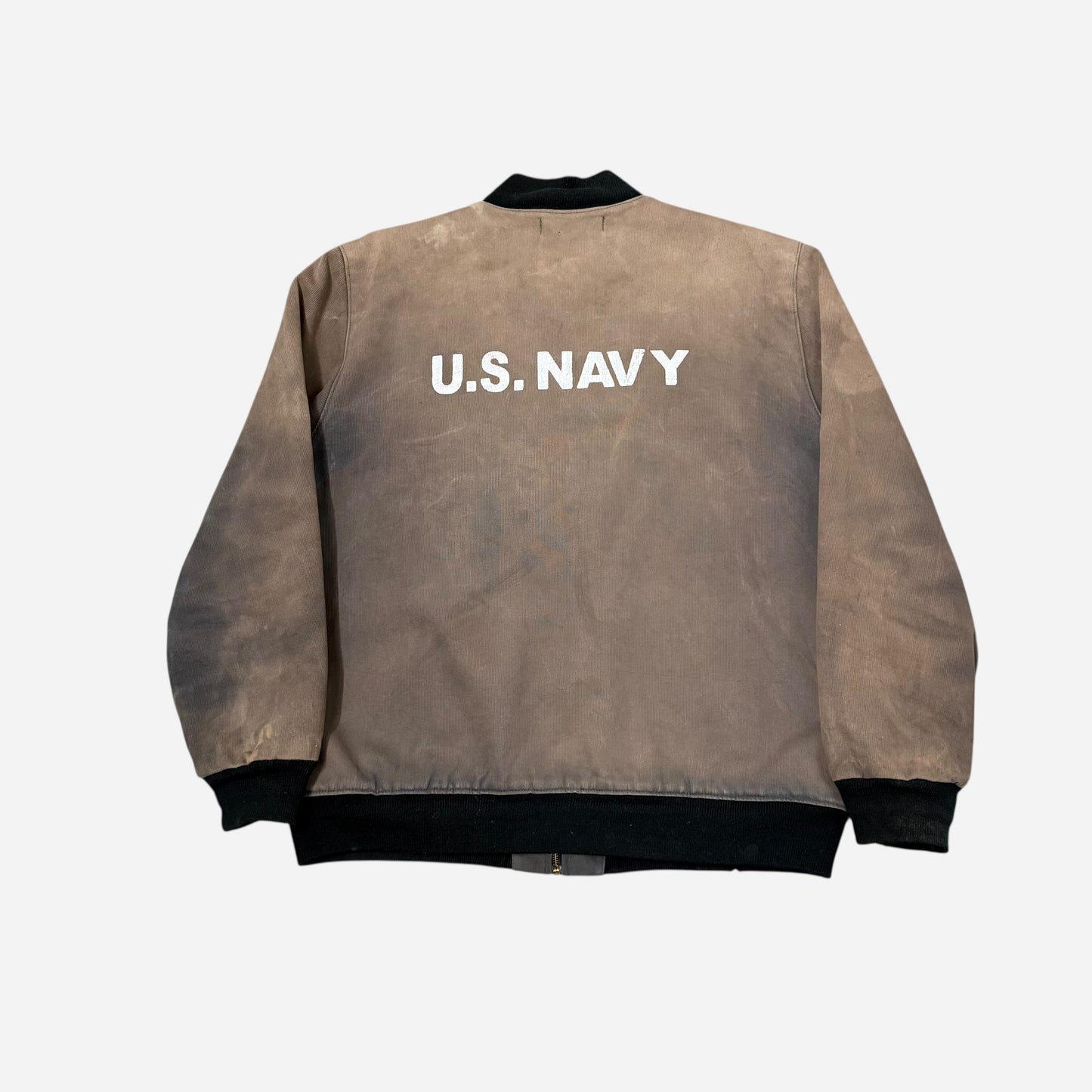 2000s Repro sun faded USN 1st pattern blue zipper deck jacket (L)