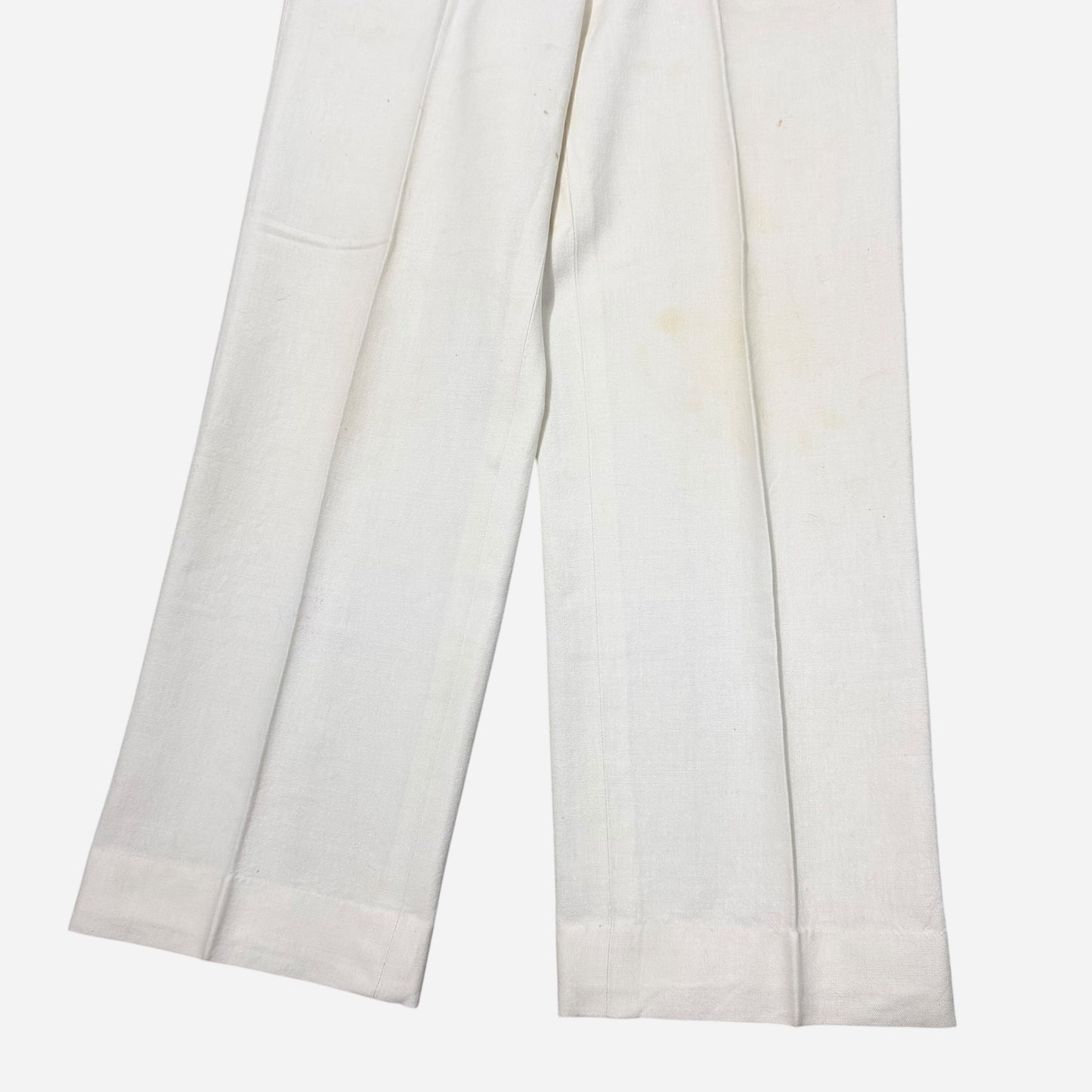 1930s Double button fly white cotton summer pants USN worn (30w)