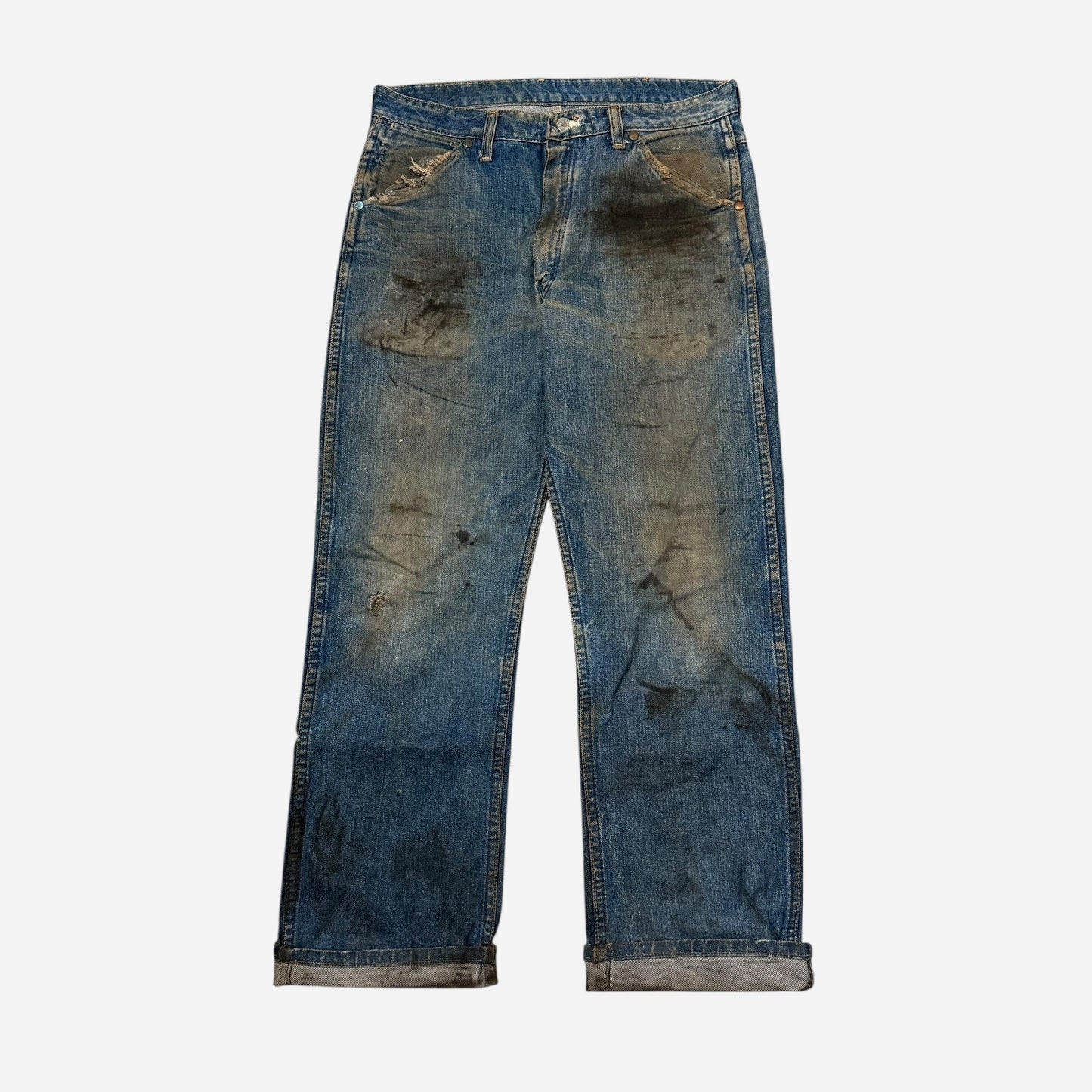 1950s Wrangler blue bell oil stained jeans (32w)
