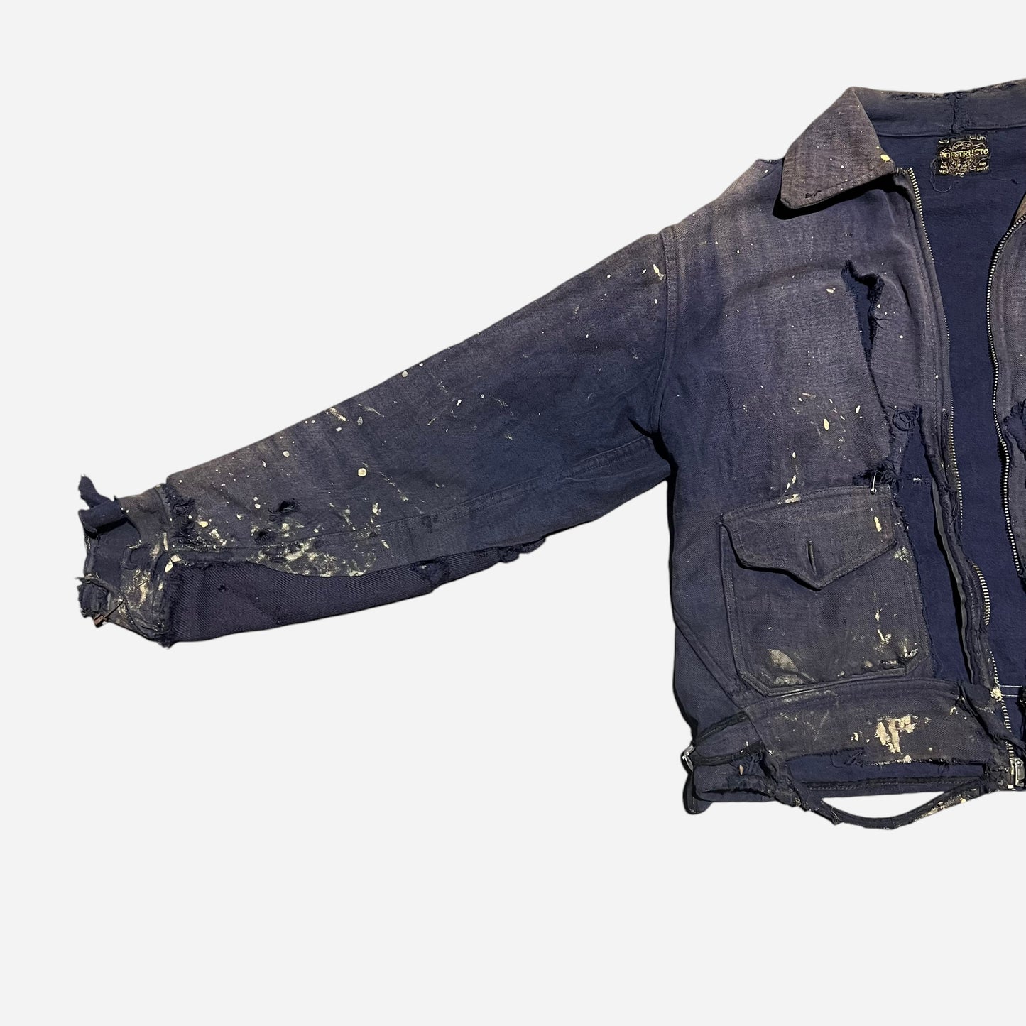 1930s Indestructo purple cotton/moleskin side clasp boxy work jacket (M)