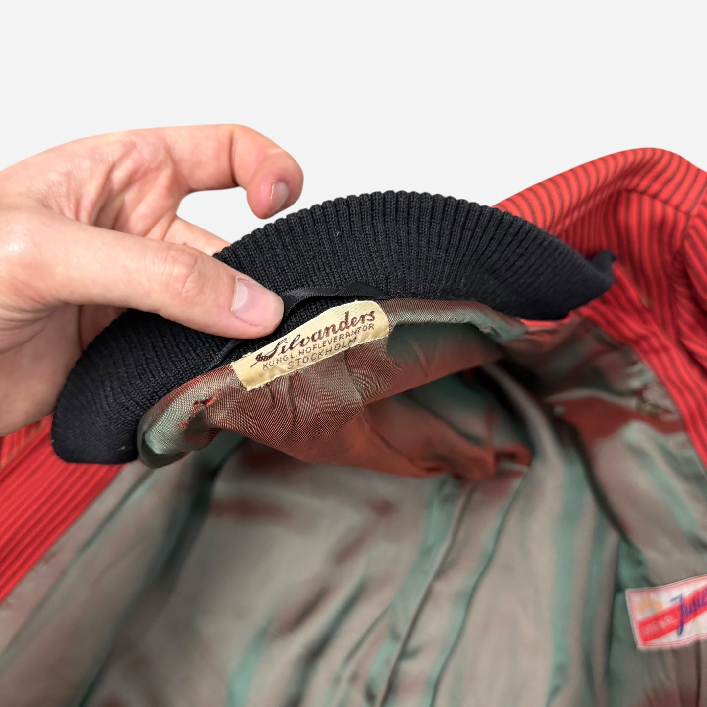 1950s Swedish red cotton corduroy rockabilly jacket (L)