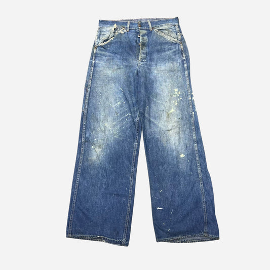 1930s 1940s Unbranded donut button fly denim painter jeans (29w)