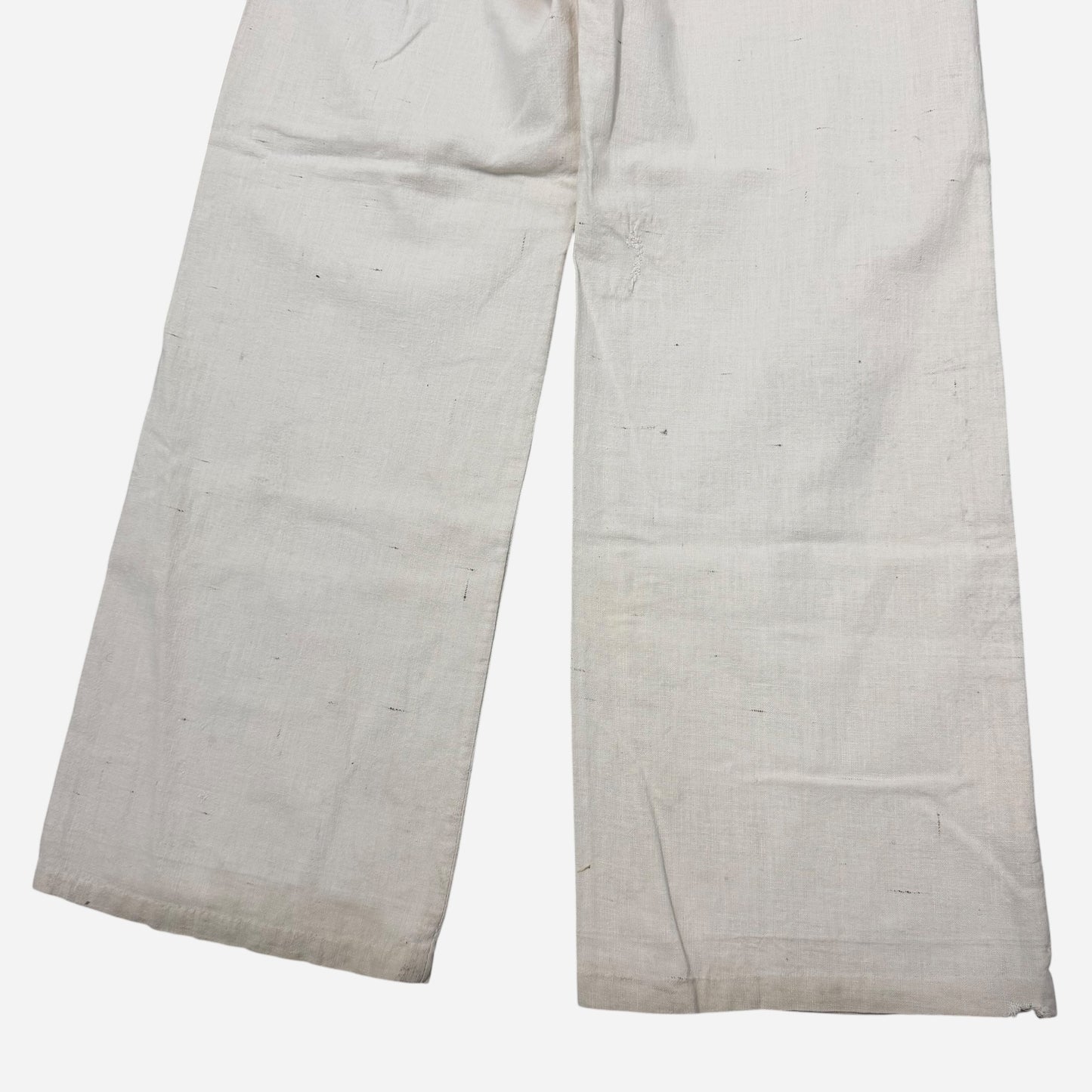 1930s Double button side cinch white cotton summer pants (29w)