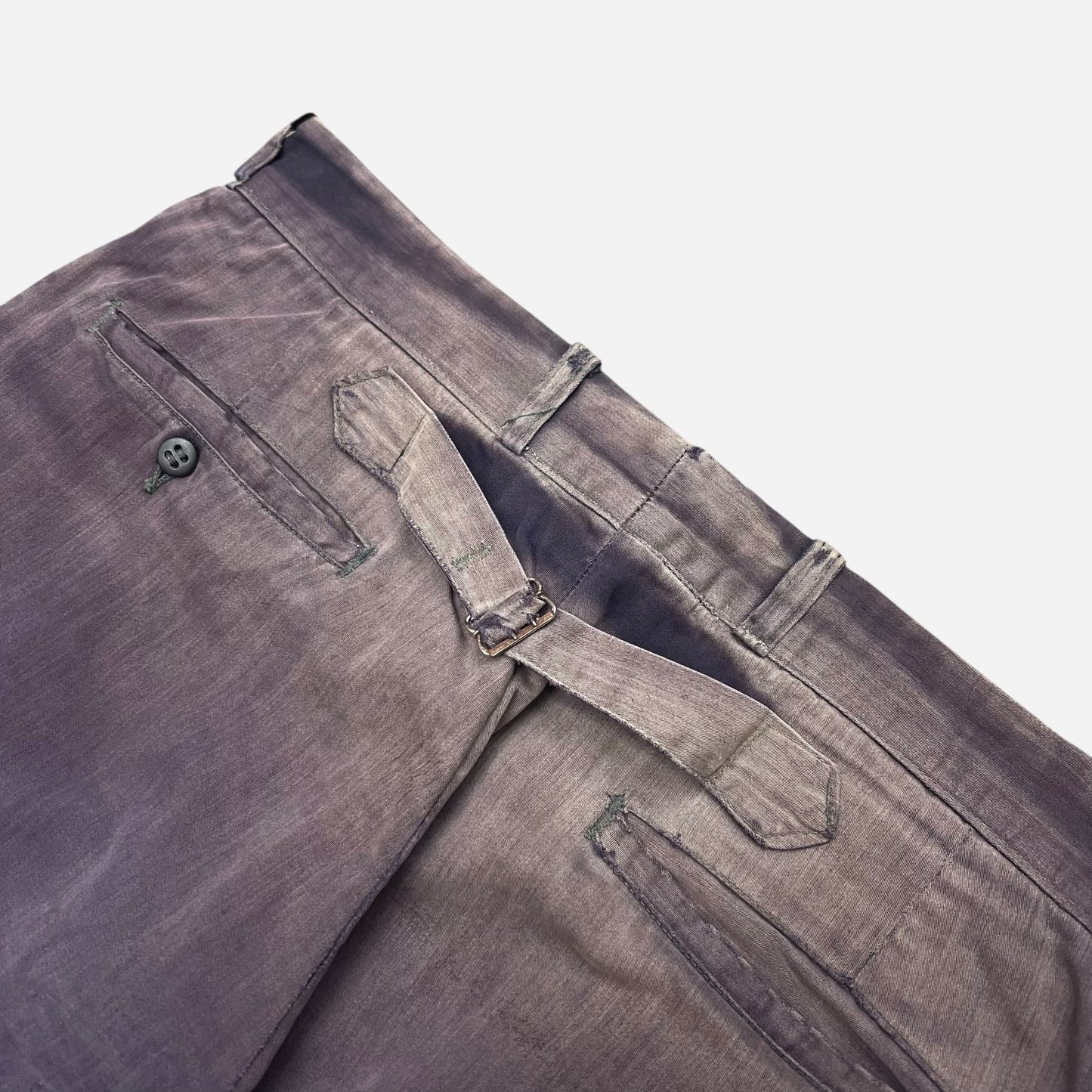 1950s Sweet Orr purple sun faded cotton buckle back work pants (31w)