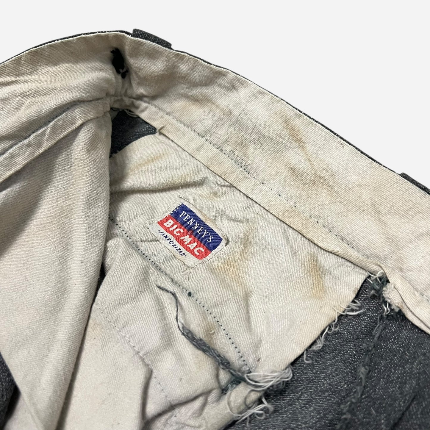 1950s Big Mac sail cloth repaired salt & pepper pants (33w)