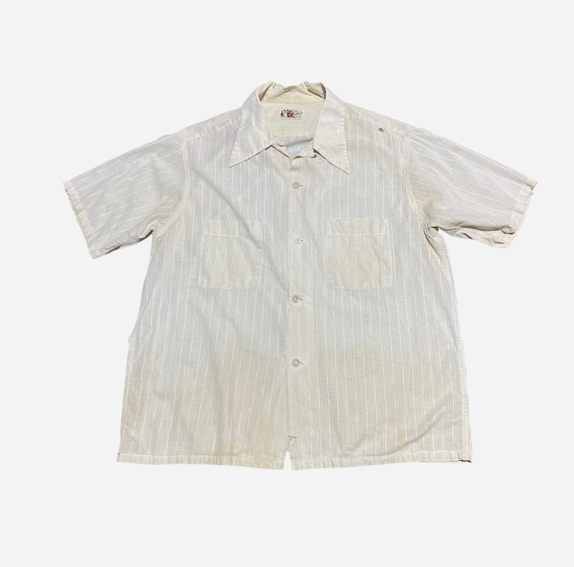 1950s White cotton loop collar shirt (M/L)