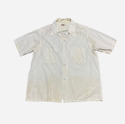 1950s White cotton loop collar shirt (M/L)