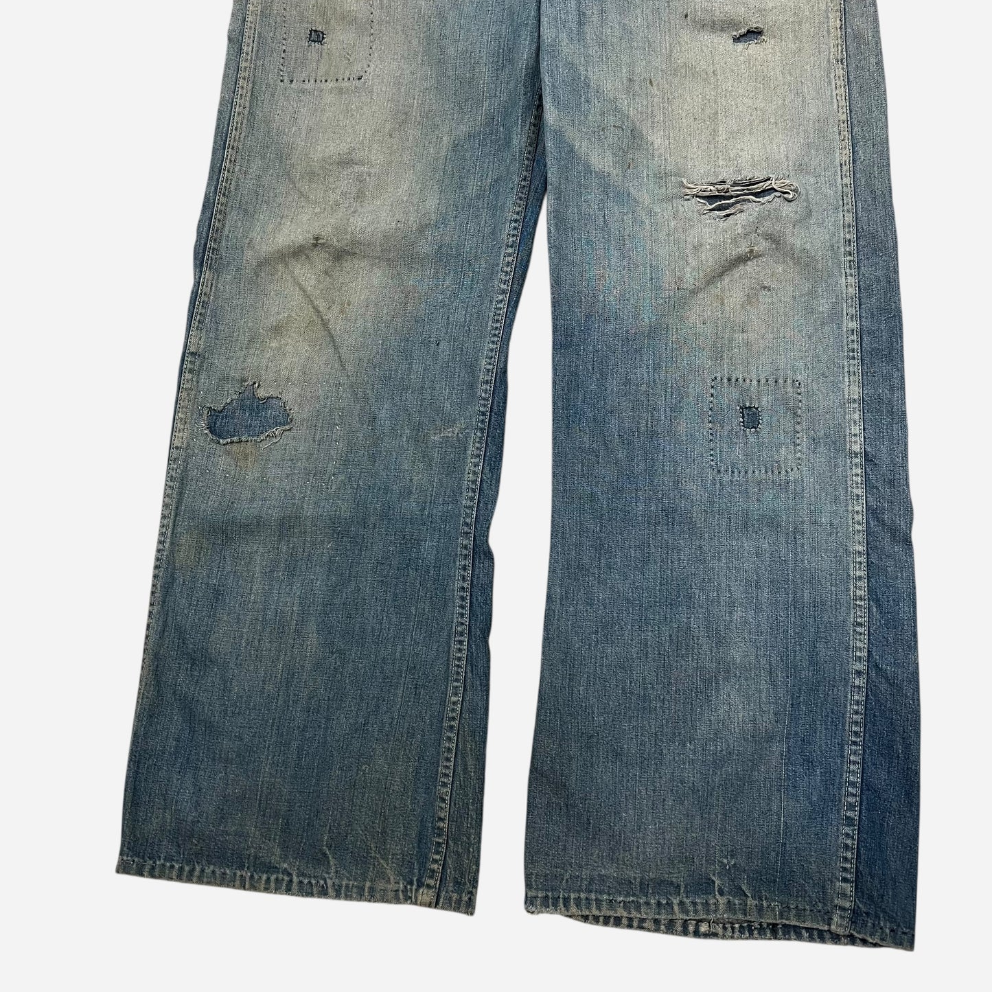 1940s Anvil lace back donut button fly repaired jeans (32w)