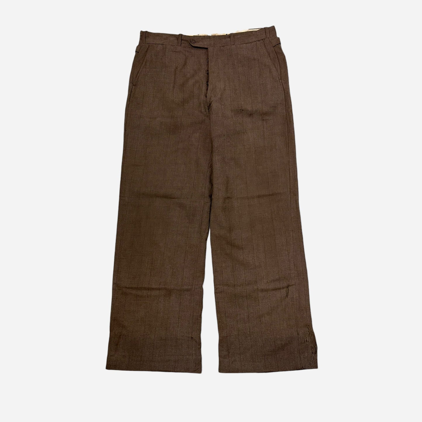 1930s Brown wool pattern side cinch pants (34w)